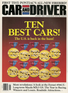 CAR & DRIVER 1993 JAN - 10 BEST, FIREBIRDS, 456GT,FOYT